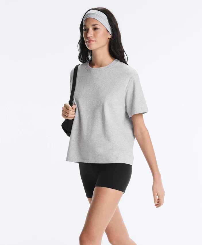 Boxy-T-Shirt aus Baumwollmischung mit kurzen Ärmeln Boxy-T-Shirt aus Baumwollmischung mit kurzen Ärmeln