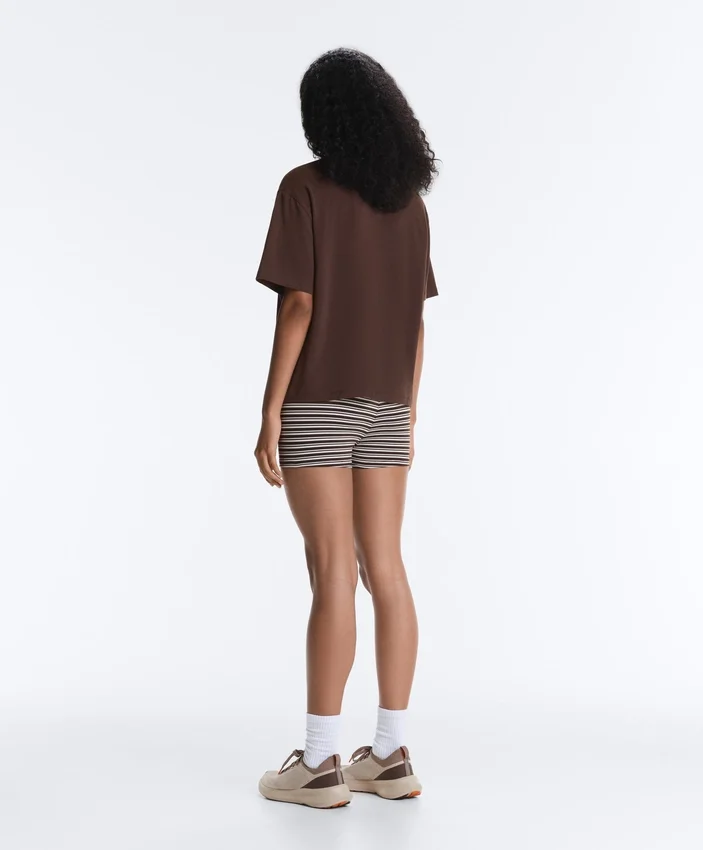 Boxy-T-Shirt aus Baumwollmischung mit kurzen Ärmeln Boxy-T-Shirt aus Baumwollmischung mit kurzen Ärmeln