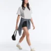 Boxy-T-Shirt aus Baumwollmischung mit kurzen Ärmeln Boxy-T-Shirt aus Baumwollmischung mit kurzen Ärmeln