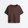 Boxy-T-Shirt aus Baumwollmischung mit kurzen Ärmeln Boxy-T-Shirt aus Baumwollmischung mit kurzen Ärmeln