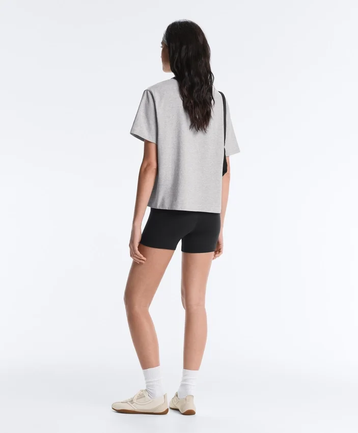 Boxy-T-Shirt aus Baumwollmischung mit kurzen Ärmeln Boxy-T-Shirt aus Baumwollmischung mit kurzen Ärmeln
