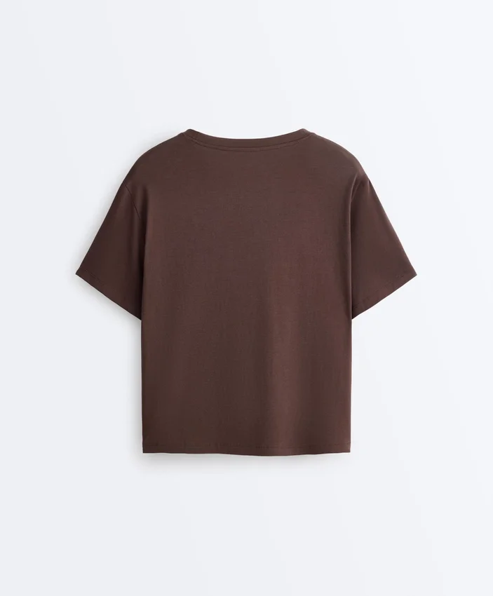 Boxy-T-Shirt aus Baumwollmischung mit kurzen Ärmeln Boxy-T-Shirt aus Baumwollmischung mit kurzen Ärmeln