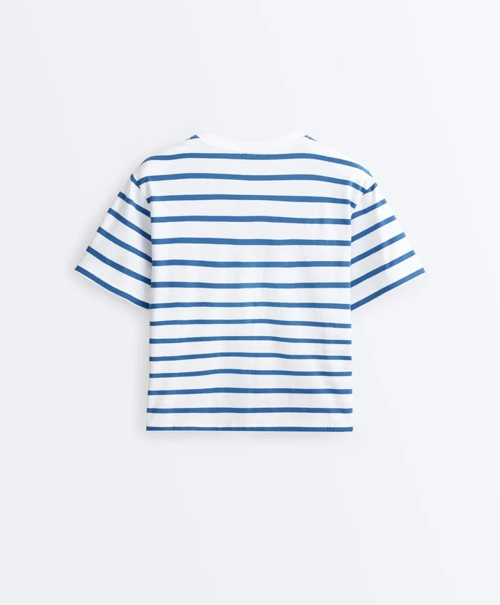 Boxy-T-Shirt aus Baumwollmischung mit kurzen Ärmeln Boxy-T-Shirt aus Baumwollmischung mit kurzen Ärmeln