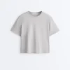 Boxy-T-Shirt aus Baumwollmischung mit kurzen Ärmeln Boxy-T-Shirt aus Baumwollmischung mit kurzen Ärmeln