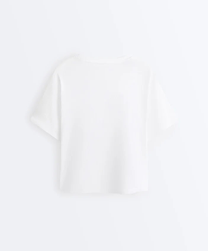 Boxy-T-Shirt aus Baumwollmischung mit kurzen Ärmeln Boxy-T-Shirt aus Baumwollmischung mit kurzen Ärmeln