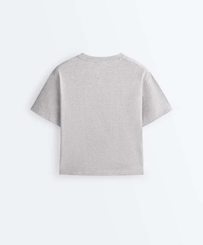 Boxy-T-Shirt aus Baumwollmischung mit kurzen Ärmeln Boxy-T-Shirt aus Baumwollmischung mit kurzen Ärmeln