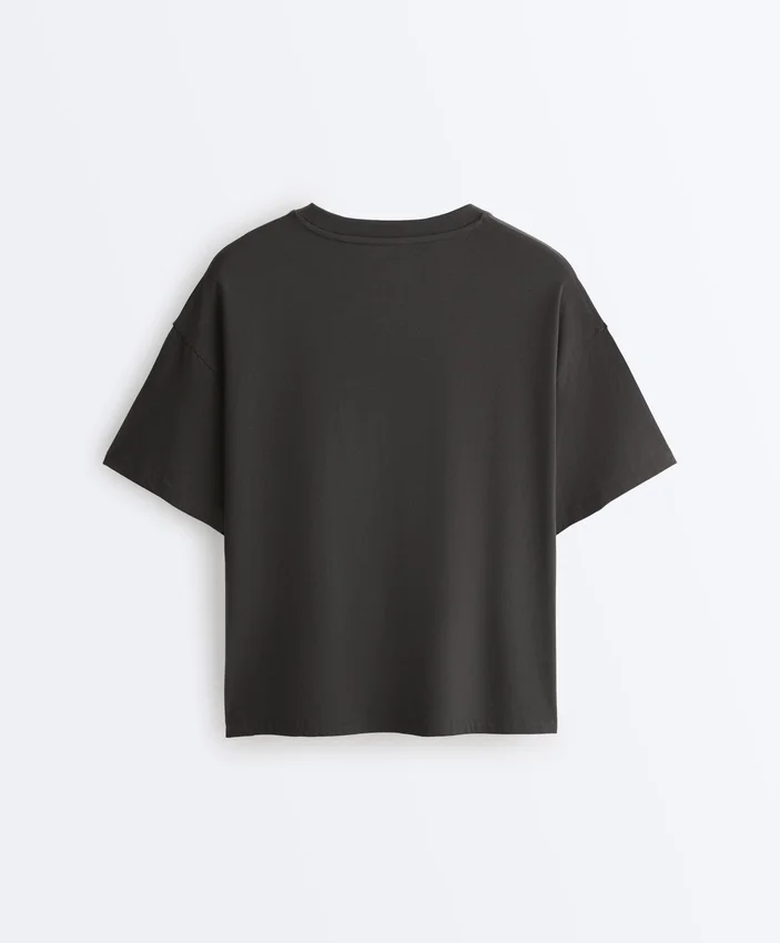 Boxy-T-Shirt aus Baumwollmischung mit kurzen Ärmeln Boxy-T-Shirt aus Baumwollmischung mit kurzen Ärmeln