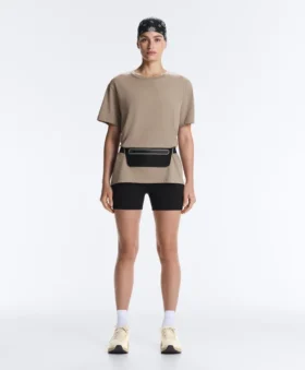 Boxy-T-Shirt aus Baumwollmischung mit kurzen Ärmeln und Slogan
