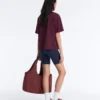 Boxy-T-Shirt aus Baumwollmischung mit kurzen Ärmeln und Streifenmuster Boxy-T-Shirt aus Baumwollmischung mit kurzen Ärmeln und Streifenmuster