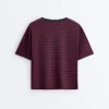 Boxy-T-Shirt aus Baumwollmischung mit kurzen Ärmeln und Streifenmuster Boxy-T-Shirt aus Baumwollmischung mit kurzen Ärmeln und Streifenmuster