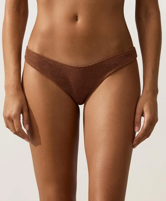Brasilianischer Bikini-Slip mit U-Ausschnitt und Crinkle-Effekt Brasilianischer Bikini-Slip mit U-Ausschnitt und Crinkle-Effekt