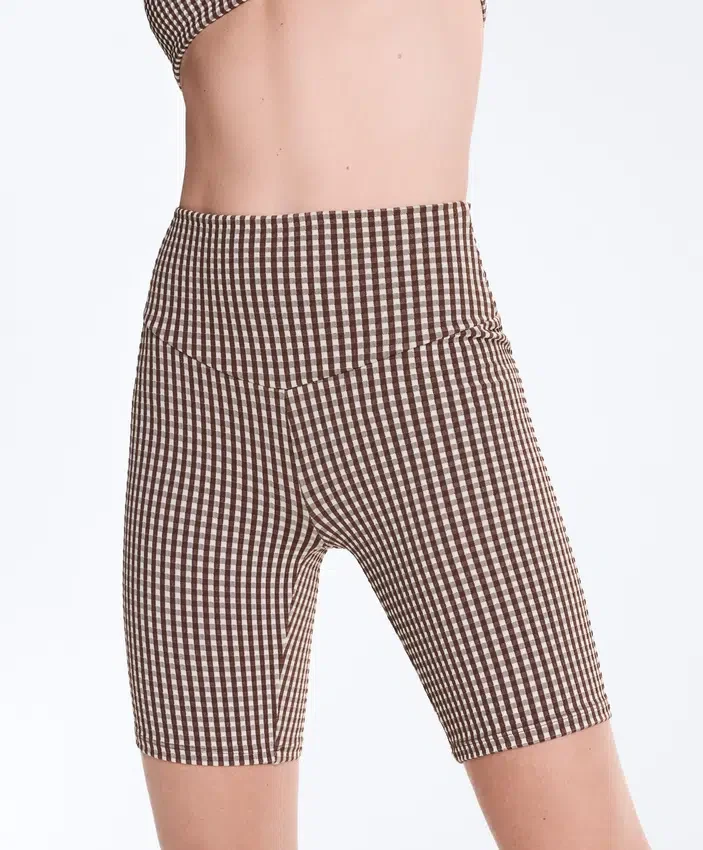 Comfortlux Biker-Leggings mit hoher Taille (20 cm) im Gingham-Muster Comfortlux Biker-Leggings mit hoher Taille (20 cm) im Gingham-Muster