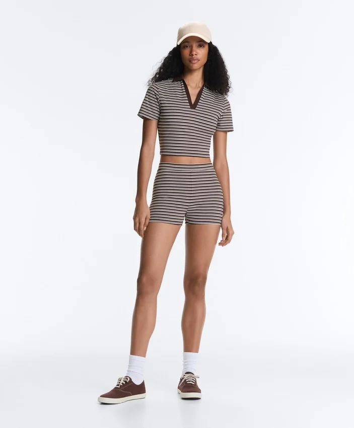 Comfortlux Hotpants mit 5 cm hohem Bund und Streifenmuster Comfortlux Hotpants mit 5 cm hohem Bund und Streifenmuster