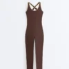 Comfortlux langer Jumpsuit mit Paspelierung