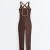 Comfortlux langer Jumpsuit mit Paspelierung