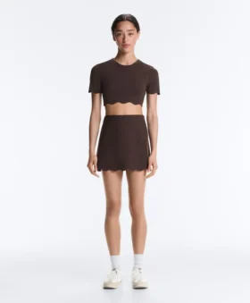 Compressive-Shorts mit hoher Taille und Wellenmuster