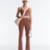Drapierte, hoch taillierte Comfortlux-Hose mit ausgestelltem Bein Drapierte, hoch taillierte Comfortlux-Hose mit ausgestelltem Bein