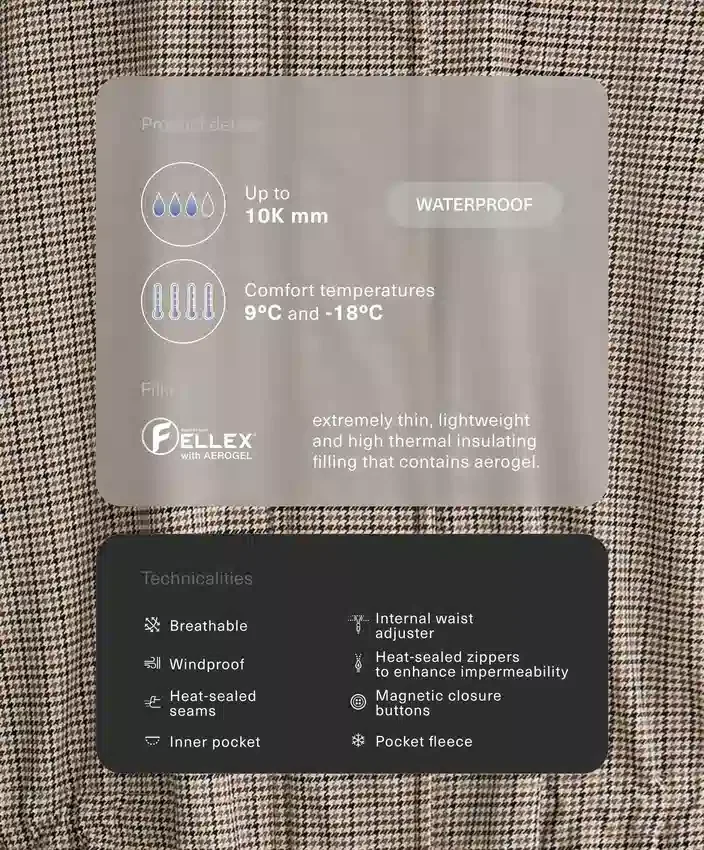 Fellex® Aerogel 10K wasserdichte, gefütterte Jacke Fellex® Aerogel 10K wasserdichte, gefütterte Jacke