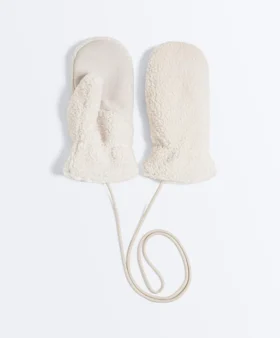 Fäustlinge aus Kunstlammfell mit Kordel Fäustlinge aus Kunstlammfell mit Kordel