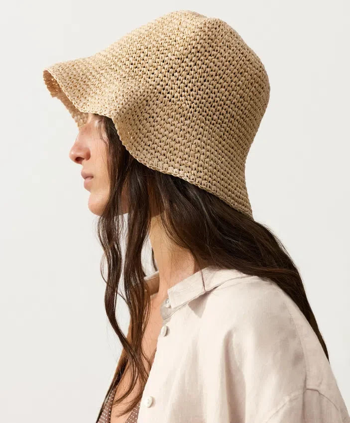 Geflochtener Bucket-Hut im Raffia-Look Geflochtener Bucket-Hut im Raffia-Look