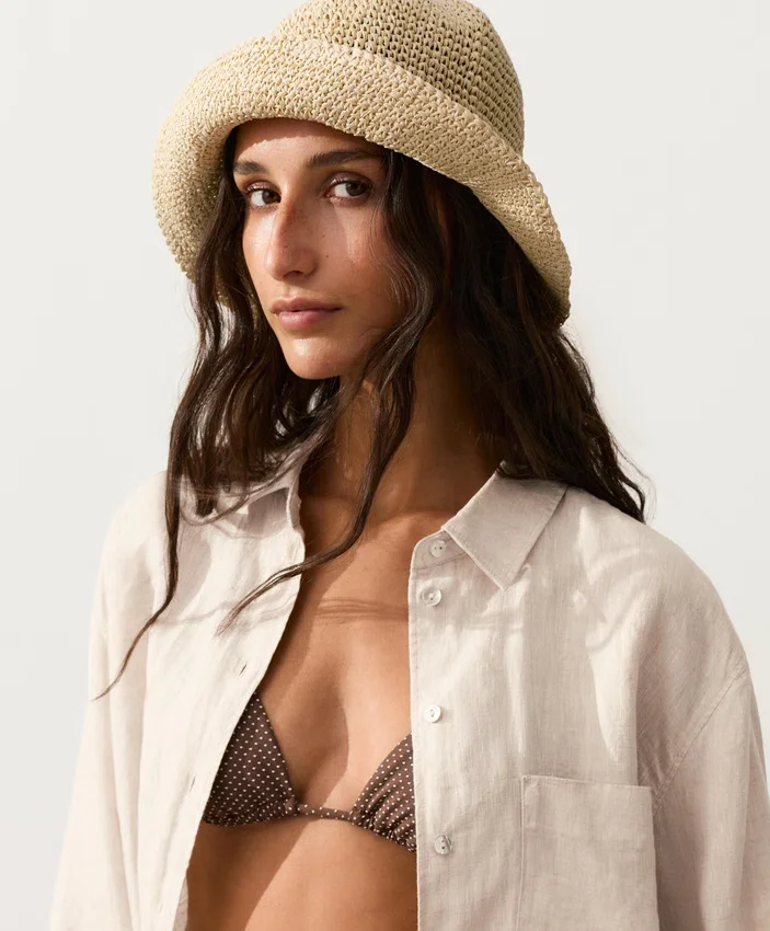 Geflochtener Bucket-Hut im Raffia-Look Geflochtener Bucket-Hut im Raffia-Look