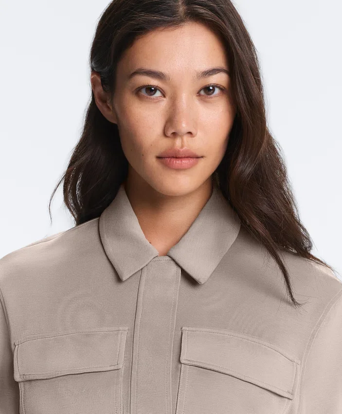 Gerade geschnittene Jacke mit Gürtel und Soft Touch-Modal Gerade geschnittene Jacke mit Gürtel und Soft Touch-Modal