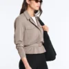 Gerade geschnittene Jacke mit Gürtel und Soft Touch-Modal Gerade geschnittene Jacke mit Gürtel und Soft Touch-Modal