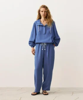 Gerade Hose aus Lyocell-Mischung und 24 % Leinen