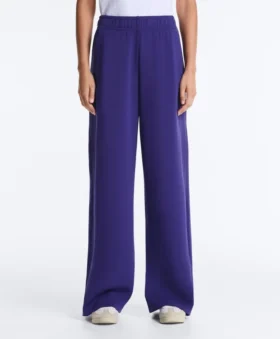 Gerade Hose mit weitem Bein und geripptem Bund aus gebürstetem Modal