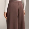 Gerade Hose mit weitem Bein und geripptem Bund aus gebürstetem Modal Gerade Hose mit weitem Bein und geripptem Bund aus gebürstetem Modal