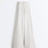 Geradlinige Hose aus melierter Baumwolle