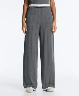 Geradlinige Strickhose mit Fischgrätenmuster