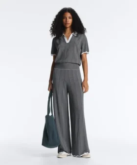 Geradlinige Strickhose mit Fischgrätenmuster