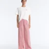 Gestreifte 100 % Baumwoll-Hose mit geradem Bein Gestreifte 100 % Baumwoll-Hose mit geradem Bein