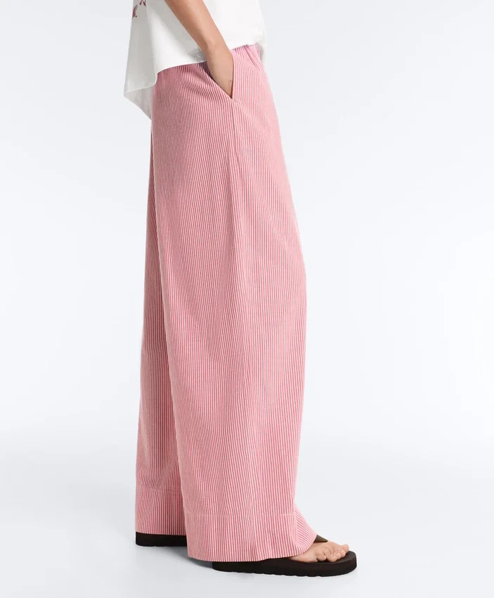 Gestreifte 100 % Baumwoll-Hose mit geradem Bein Gestreifte 100 % Baumwoll-Hose mit geradem Bein