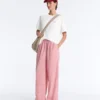 Gestreifte 100 % Baumwoll-Hose mit geradem Bein Gestreifte 100 % Baumwoll-Hose mit geradem Bein