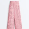 Gestreifte 100 % Baumwoll-Hose mit geradem Bein Gestreifte 100 % Baumwoll-Hose mit geradem Bein