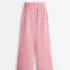 Gestreifte 100 % Baumwoll-Hose mit geradem Bein Gestreifte 100 % Baumwoll-Hose mit geradem Bein