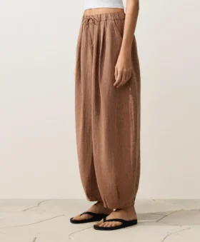 Gestreifte Ballonhose aus 100 % Leinen