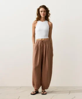 Gestreifte Ballonhose aus 100 % Leinen