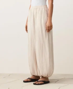 Gestreifte Bloomer-Hose aus 100 % Leinen