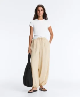 Gestreifte Bloomer-Hose aus Modal-Mischgewebe