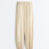 Gestreifte Bloomer-Hose aus Modal-Mischgewebe