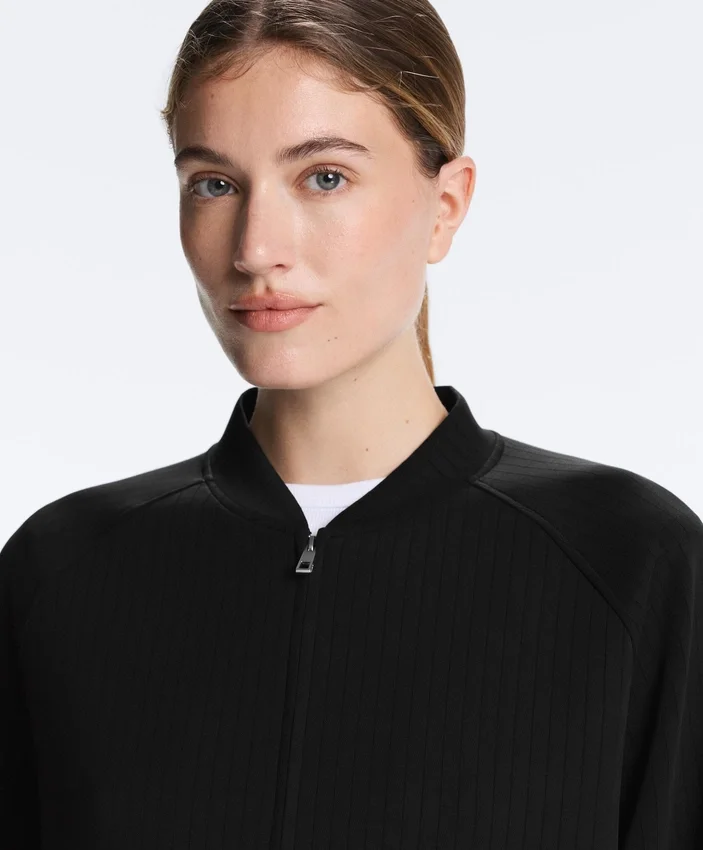 Gestreifte Bomberjacke aus Soft Touch-Modal Gestreifte Bomberjacke aus Soft Touch-Modal