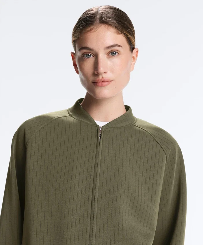 Gestreifte Bomberjacke aus Soft Touch-Modal Gestreifte Bomberjacke aus Soft Touch-Modal