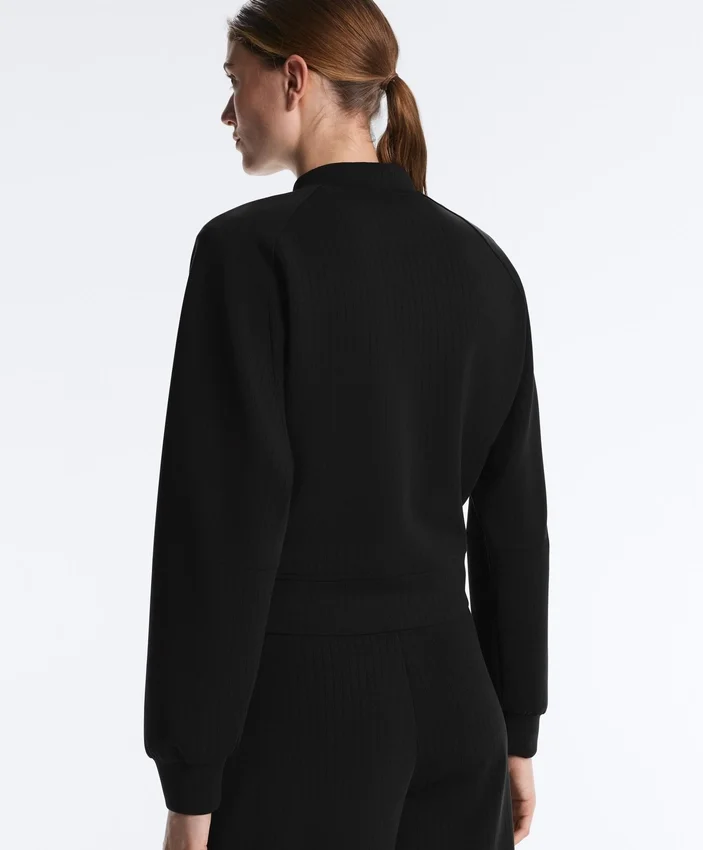 Gestreifte Bomberjacke aus Soft Touch-Modal Gestreifte Bomberjacke aus Soft Touch-Modal
