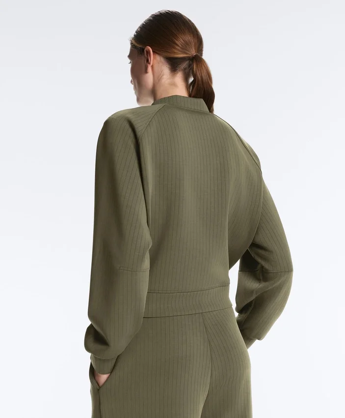 Gestreifte Bomberjacke aus Soft Touch-Modal Gestreifte Bomberjacke aus Soft Touch-Modal