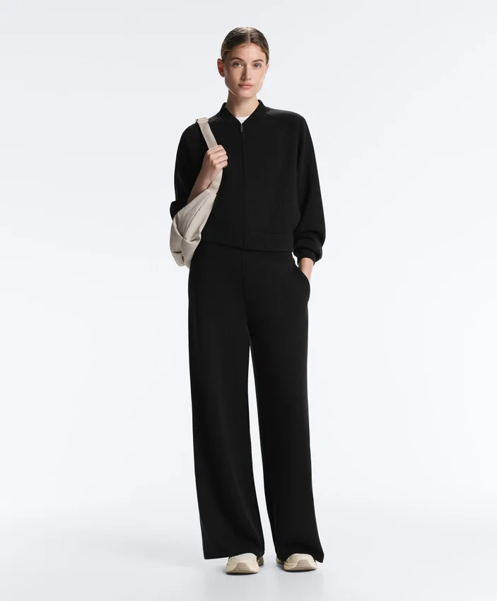 Gestreifte Bomberjacke aus Soft Touch-Modal Gestreifte Bomberjacke aus Soft Touch-Modal