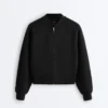 Gestreifte Bomberjacke aus Soft Touch-Modal Gestreifte Bomberjacke aus Soft Touch-Modal