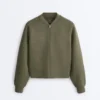Gestreifte Bomberjacke aus Soft Touch-Modal Gestreifte Bomberjacke aus Soft Touch-Modal